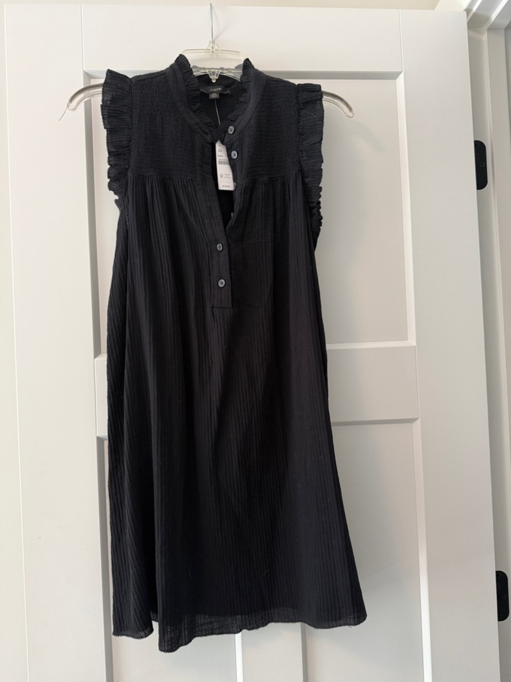 J. Crew Black Sleeveless Ruffle-Trim Dress